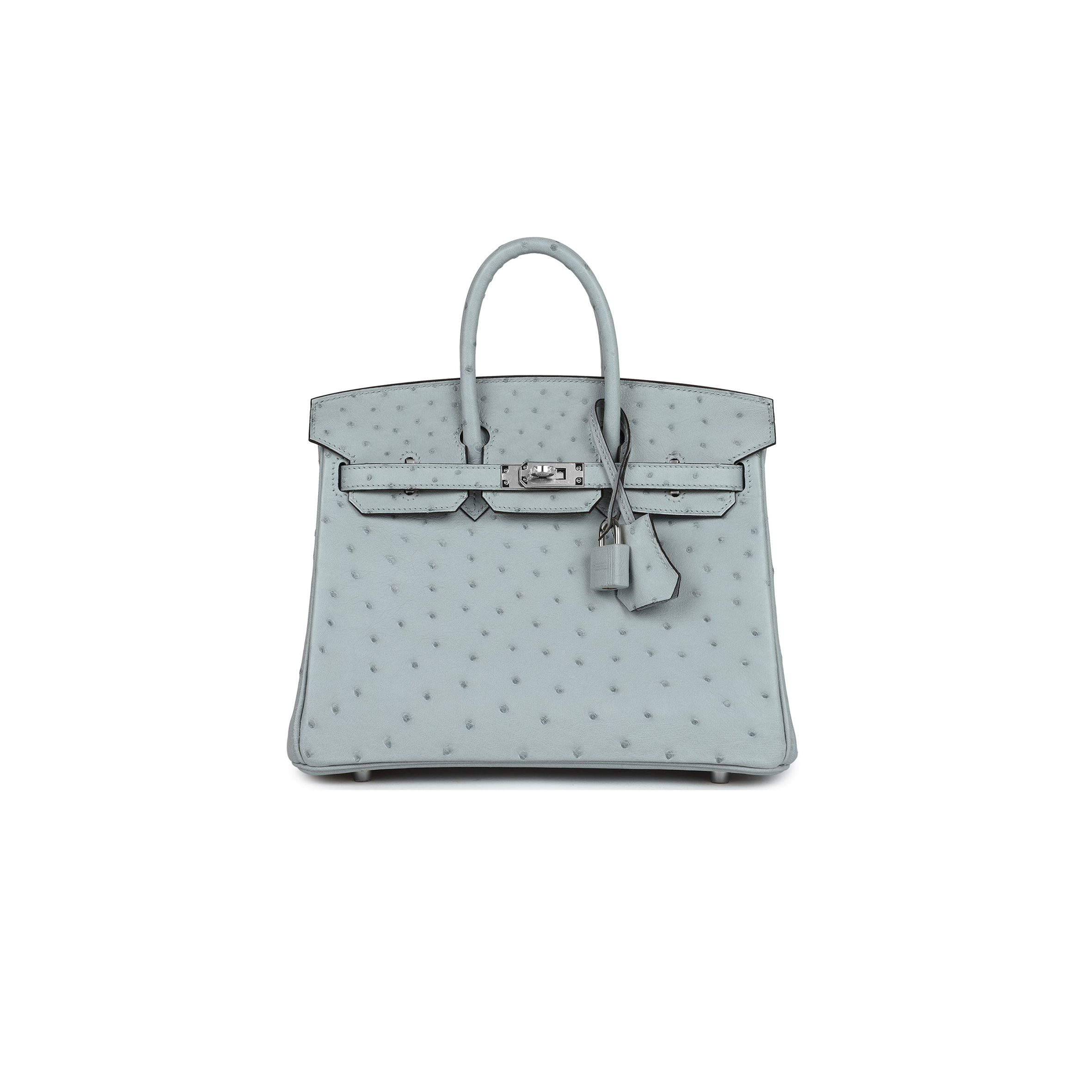 H**mes master birkin 30 ostrich leather glacier blue silver buckle h041933ck71 (30*22*16cm)
